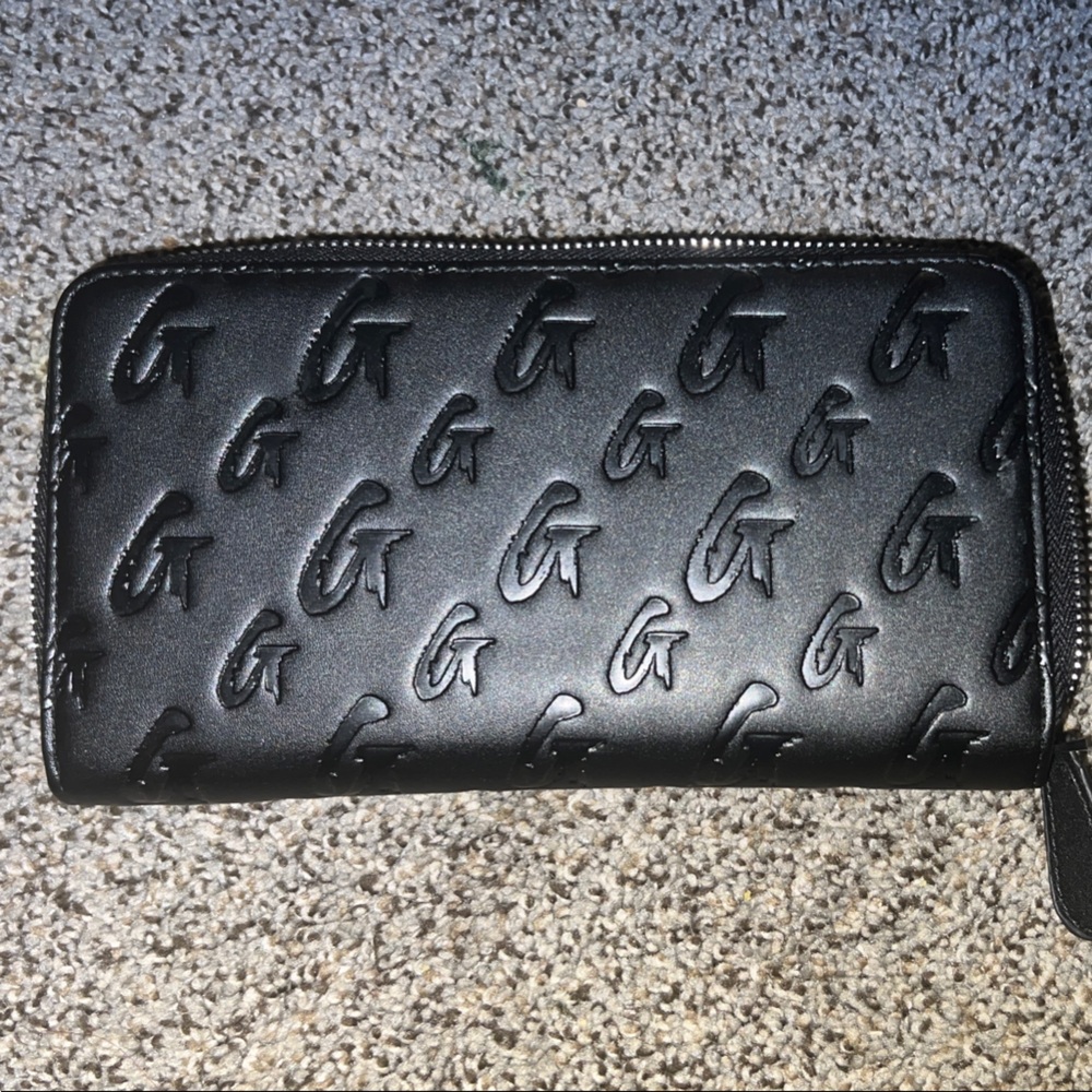 Embossed Black Zip Wallet